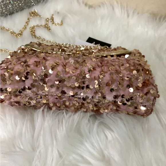Olivia Miller pink and gold mini sequins purse - Picture 3 of 7